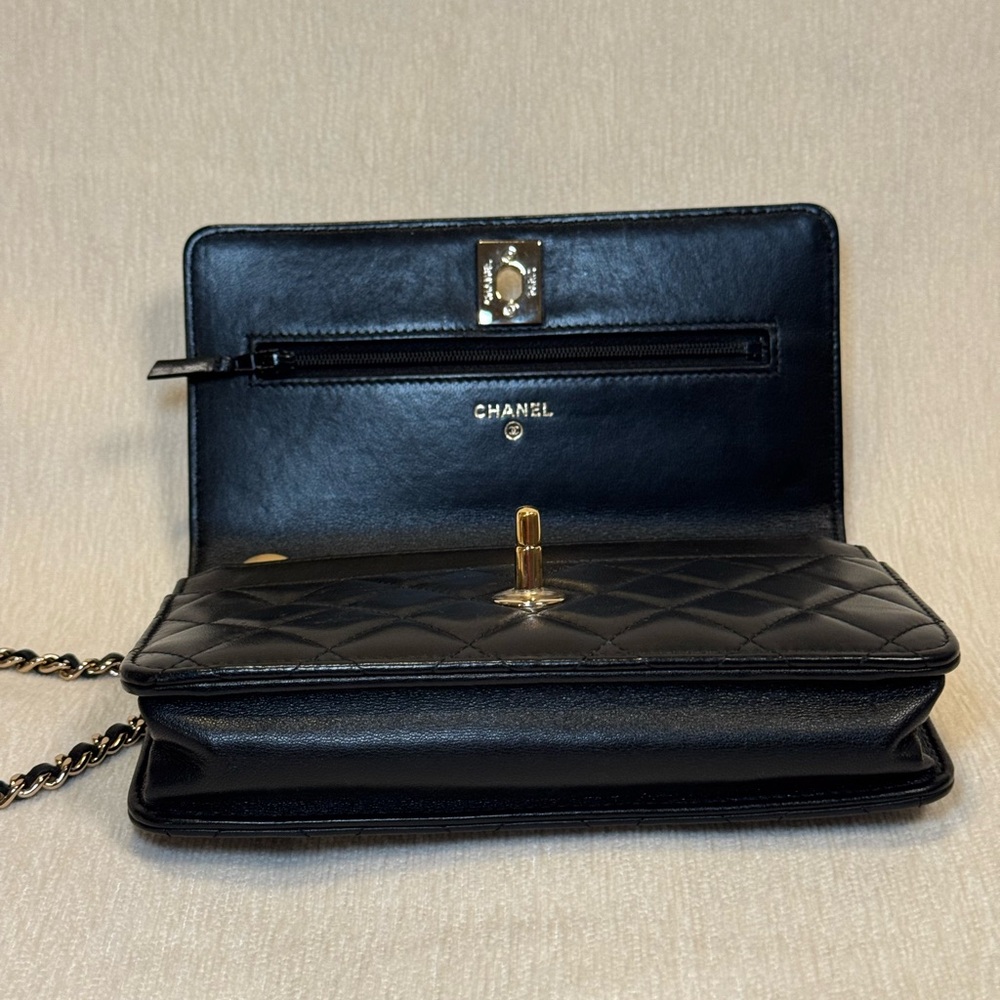 chanel trendy cc lambskin wallet on chain woc black - Picture 6 of 11